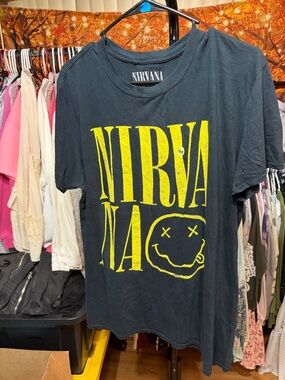 NIRVANA Black Short Sleeve Tee with Yellow Logo